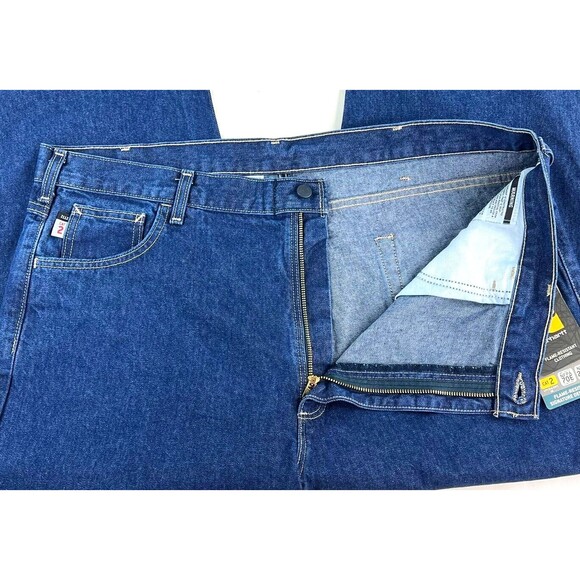 Carhartt Mens Flame Resistant Signature Denim Jean Relaxed Fit 42 X 33 Cat 2 NWT - Picture 9 of 12